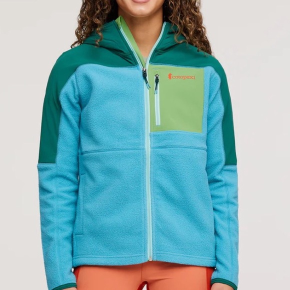 NEW Women’s Cotopaxi Abrazo Fleece Hooded Full-Zip Jacket in Greenery & Poolside - Picture 8 of 9